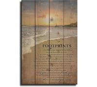 Beach Sunset Poem Footprints Poster for Calm Retreat | Soul rest assurance text, palm tree outline, spa relaxation corner(Unframed,12x18inch(30x45cm))