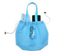 Beach Toy Bag - 18.5x13.78 inches Mesh Beach Bag, Adjustable Shoulder Strap, Mesh Sand Toys Drawstring Holder Pouch | Portable Seashell Collecting Bags for Camping Travel Vacation Summer Outdoor