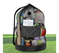 Beach Toys Mesh Bag, Large Heavy Duty Drawstring Net Sack, 39.76x29.92 Inches, Recreation Accessories, Breathable Storage Organizer for Sports Gear, Football Volleyball Outdoor