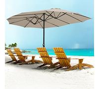 Beach Umbrella, 14' Double Sided Umbrella, Outdoor Sunshade Portable Patio Umbrella, Resistant UV Protection for Sand Beach Garden Backyard
