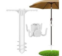 Beach Umbrella Sand Stake | Patio Umbrella Holder Stakes With Hook | Windproof Parasol Holder Accessories For Backyard Backpacking Fishing Garden Camping Outside Courtyard