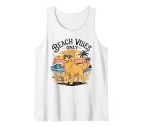 Beach Vibes Only Golden Retriever Surf Dog, Umorismo Estivo Canotta