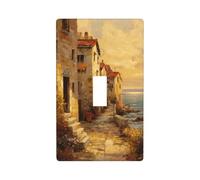 Beach Village of Old Country Cottages Fiori Interruttore Luce Copertura Decorativa Singola Toggle 1 Gang Piastra da parete per Cucina Casale Camera da letto Bagno Arte Decor