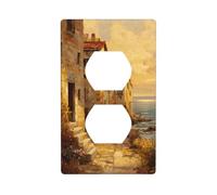 Beach Village of Old Country Cottages Fiori Outlet Cover Interruttore Luce Copertura Decorativa 1 Gang Piastra da parete per Cucina Camera Bagno Dimensioni 7x11,4 cm