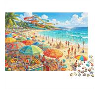 Beach Waterpark Puzzle 1000 Pezzi Riciclabile Material Summer Vibrant Puzzles for Elderly Alleviare La Deuominiza Senile Fun Attività Great Regalo Idea 70x50cm/1000 pezzis