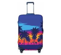 Beach with Palm Trees (3) Coperture per bagagli da viaggio, elastiche, per valigie, 45,7-81,7 cm, Nero , S