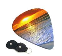 Beach with sunset Guitar Picks, 6 plettri per chitarra con stampa fronte/retro, adatti per chitarre acustiche, elettriche e bassi, tra cui 0,46 mm, 0,71 mm, 0,96 mm