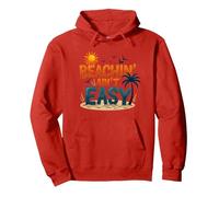 Beachin' Ain't Easy - Summer Fun Tropical Vacation Citazione Felpa con Cappuccio, Unisex per Adulti, Rosso, M