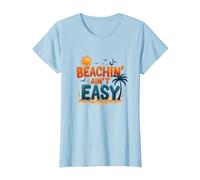 Beachin' Ain't Easy - Summer Fun Tropical Vacation Citazione Maglietta, Donna, Celeste, XXL