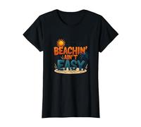 Beachin' Ain't Easy - Summer Fun Tropical Vacation Citazione Maglietta, Donna, Nero, S