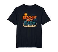 Beachin' Ain't Easy - Summer Fun Tropical Vacation Citazione Maglietta, Uomo Taglie Grandi, Nero, 3X Tall