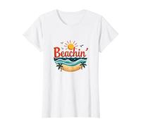 Beachin' Summer Vibes Paradiso Tropicale Maglietta, Donna, Bianco, XL