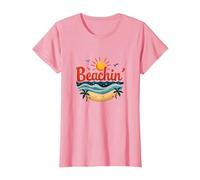 Beachin' Summer Vibes Paradiso Tropicale Maglietta, Donna, Rosa, XL