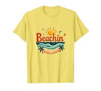 Beachin' Summer Vibes Paradiso Tropicale Maglietta, Uomo, Limone, XL