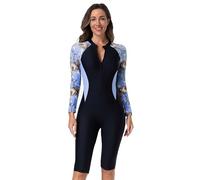 BEACHKINI Costume da Surf Intero da Donna,Maniche Lunghe,Pantaloni al Ginocchio,Nuovo Tessuto Elastico,Protezione UV