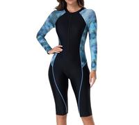 BEACHKINI Costume da Surf Intero da Donna,Maniche Lunghe,Pantaloni al Ginocchio,Nuovo Tessuto Elastico,Protezione UV