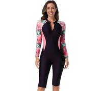 BEACHKINI Costume da Surf Intero da Donna,Maniche Lunghe,Pantaloni al Ginocchio,Nuovo Tessuto Elastico,Protezione UV