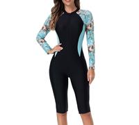 BEACHKINI Costume da Surf Intero da Donna,Maniche Lunghe,Pantaloni al Ginocchio,Nuovo Tessuto Elastico,Protezione UV