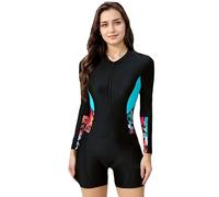 BEACHKINI Costume da Surf Intero da Donna,Maniche Lunghe,Pantaloni al Ginocchio,Nuovo Tessuto Elastico,Protezione UV
