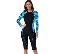 BEACHKINI Costume da Surf Intero da Donna,Maniche Lunghe,Pantaloni al Ginocchio,Nuovo Tessuto Elastico,Protezione UV