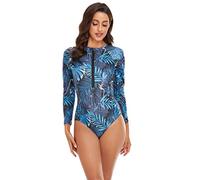BEACHKINI Costume Intero per Donna Costume da Bagno a Triangolo a Maniche Lunghe con Zip Frontale,11 Blu,S