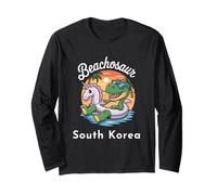 Beachosaur Corea del Sud Vacation Dinosaur Corea del Sud Maglia a Manica