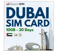BeachSIM Carta Sim Dubai 30 giorni 10 GB di Dati Solo a Velocità 4G/5G