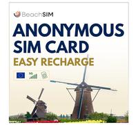 BeachSIM - Scheda SIM Prepagata Anonima senza Registrazione ID, Funziona in Tutta l’UE, Numero Olandese Incluso