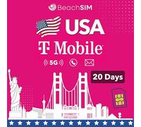 BeachSIM T-Mobile USA SIM 20 giorni. Dati Illimitati & Telefonia & SMS