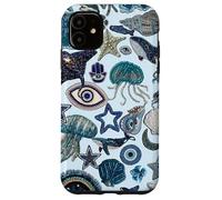 Beachy Blue Cute Coastal Collage Preppy Evil Eyes Estetica Custodia per iPhone 11