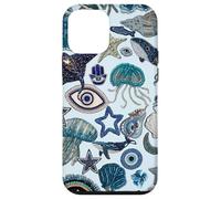 Beachy Blue Cute Coastal Collage Preppy Evil Eyes Estetica Custodia per iPhone 12 mini