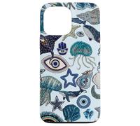 Beachy Blue Cute Coastal Collage Preppy Evil Eyes Estetica Custodia per iPhone 13 Pro Max