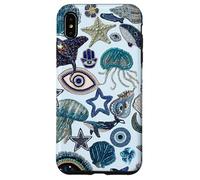 Beachy Blue Cute Coastal Collage Preppy Evil Eyes Estetica Custodia per iPhone XS Max