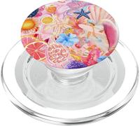 Beachy Blue Preppy Seashells Collage Coastal Cowgirl Estate PopSockets PopGrip per MagSafe