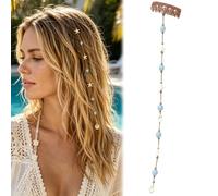 Beachy Mermaid Hair Accent, Clip-In Hair Accessory with Starfish Bead Shell Details for Women, Boho Summer Hair Decorations for Beach Vacation Festival Styling