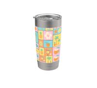 Beachy Summer Vacation Coastal Collage Retro Aesthetic Bicchiere termico in acciaio inox doppia parete