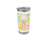 Beachy Summer Vacation Coastal Collage Retro Aesthetic Bicchiere termico in acciaio inox doppia parete