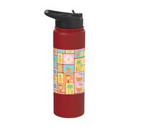 Beachy Summer Vacation Coastal Collage Retro Aesthetic Stainless Steel Insulated Water Bottle
