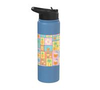 Beachy Summer Vacation Coastal Collage Retro Aesthetic Stainless Steel Insulated Water Bottle