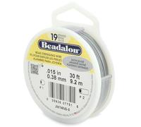Beadalon 0,38 Millimetri Diametro 9,2 m Reel 19 Strand Wire, Argento Satinato
