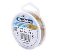 Beadalon 0,46 mm di Diametro, 9,2 m Rotolo, 49 Fili, Filo, Raso, Color Oro