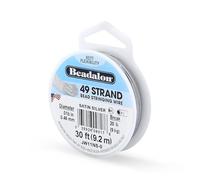 Beadalon 0,46 mm di Diametro, 9,2 m Rotolo, 49 Fili, Raso, Argento