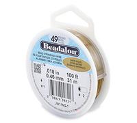 Beadalon - Rocchetto di Filo a 49 Fili, Lunghezza 31 m, Diametro 0,46 mm, Colore: Oro Satinato