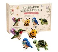 Beaded Animal Kit - 3D Funny Craft Sculpture Set, Handmade Bead Art Creation Package Instructions Included, Colorful DIY Decorative Figure Collection | for Family Friends Hobby Artists Display Cabinet