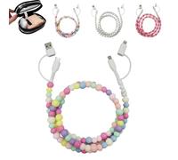 Beaded Charging Cord, 4-in-1 Beaded Charging Cable, 3.3FT Fast Charging Colorful Anti-Tangle Cable, for iPhone USB to Type-C (Multicolor)