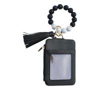 Beaded Wallet - Bracelet Keychain Purse, Beaded Tassel Bracelet Keychain Wallet | Silicone Coin Purse Card Holder | for Women Travel Party Wedding Holiday Shopping Date Vacation Daily Use, nero