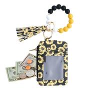 Beaded Wallet - Bracelet Keychain Purse, Beaded Tassel Bracelet Keychain Wallet | Silicone Coin Purse Card Holder | for Women Travel Party Wedding Holiday Shopping Date Vacation Daily Use, Giallo