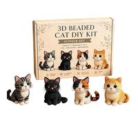 Beading Embroidery Kit For Beginners - Cute Beginner-Friendly 3D Cat | Handmade Beadwork Set | Mini 3D Beaded Animal DIY With Instructions For Party Favors Desk Decorations Office Home Art Class Holid