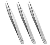 Beaditive Pinzette ad alta precisione, confezione da 3, 11,9 cm, per cucito, perline e artigianato fai da te, set di pinzette per gioielli non seghettate con punte sottili, pinzette per hobby in