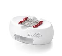 Beaditive Puntaspilli magnetico con cassetto, forte supporto magnetico per cucito, 50 spilli con testa in vetro inclusi, elegante portapillole per spilli da cucito, graffette (bianco)
